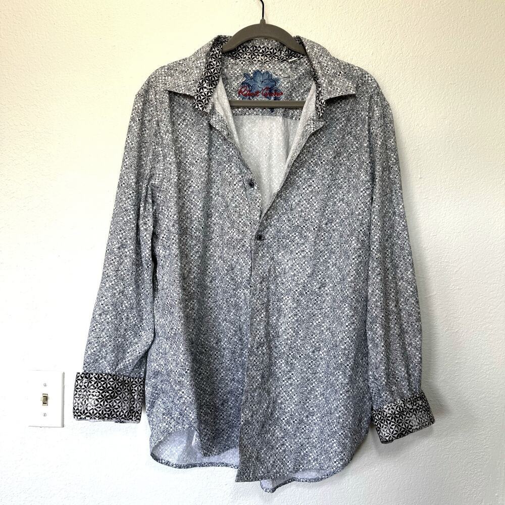 Robert Graham Classic Fit Flip Cuff Geometric Floral Pattern Button Up Men's 2XL